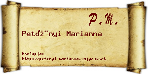 Petényi Marianna névjegykártya